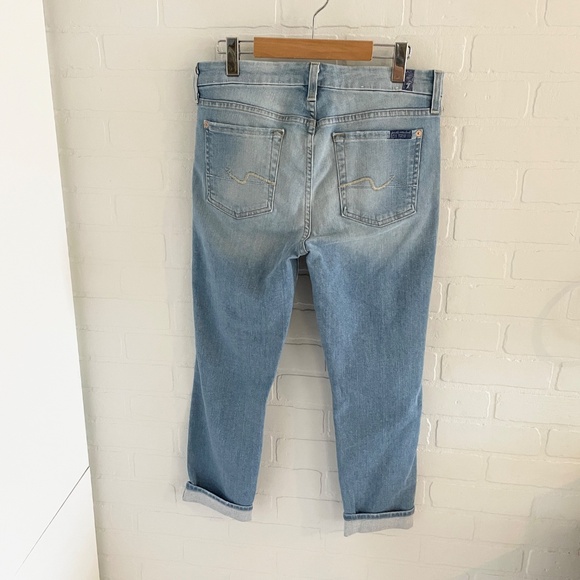 7 for all mankind Kimmie Crop Ankle Denim jeans Light wash Mid rise Sz 30 - Picture 12 of 16